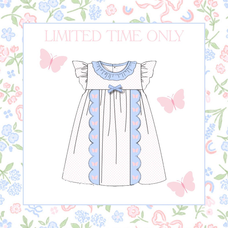 (Pre Order) No moq GSD3136 PRE-ORDER baby girl clothes bow flying sleeve dress-2025.11.15