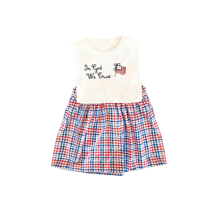 (Pre Order) No moq GSD3240 PRE-ORDER baby girl clothes flag sleevless dress-2025.11.22
