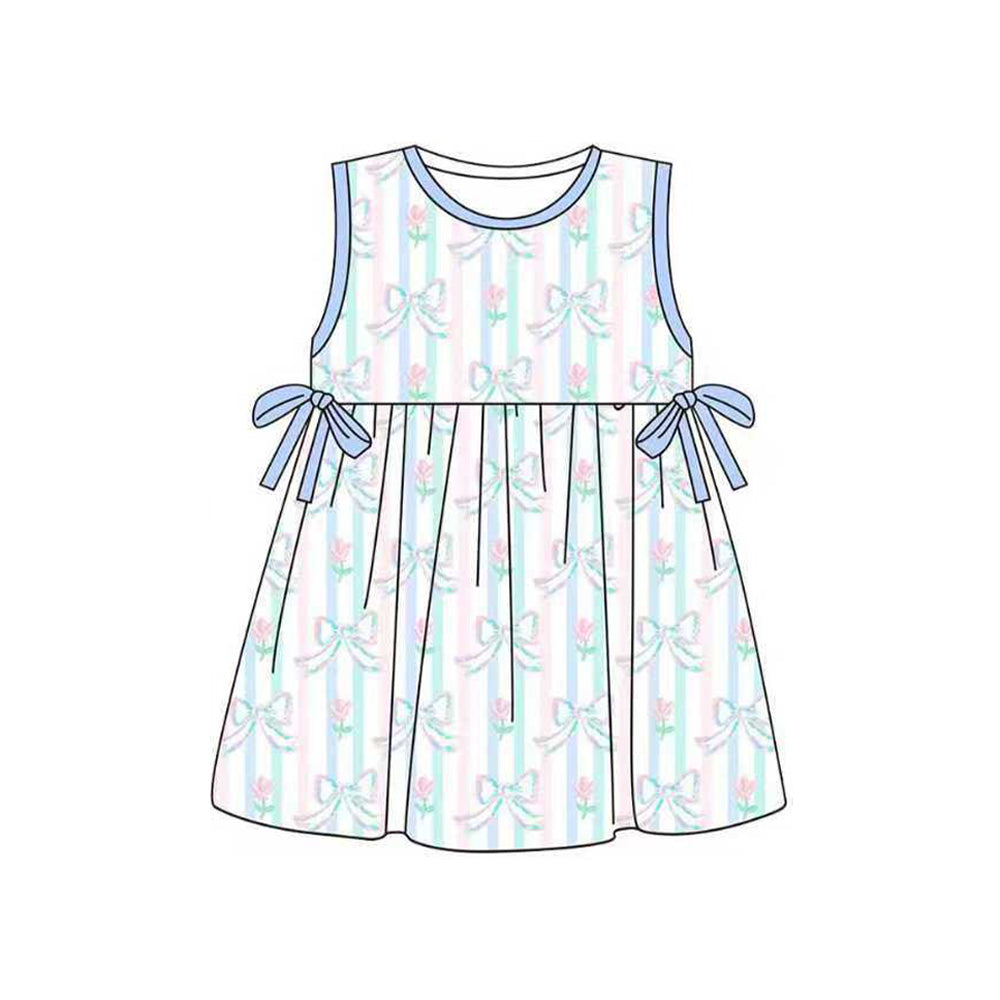 (Pre Order) No moq GSD3246 Pre-order baby girl clothes bow floral sleeveless dress-2025.11.24