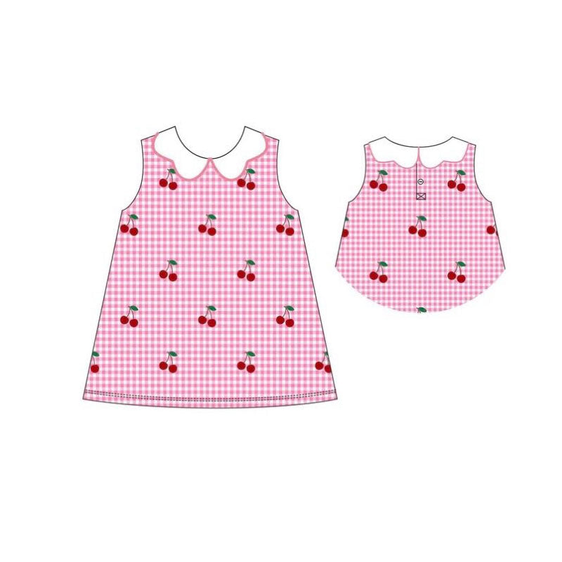 (Pre Order) No moq GSD3276 Pre-order baby girl clothes cherry sleeveless dress-2025.11.26