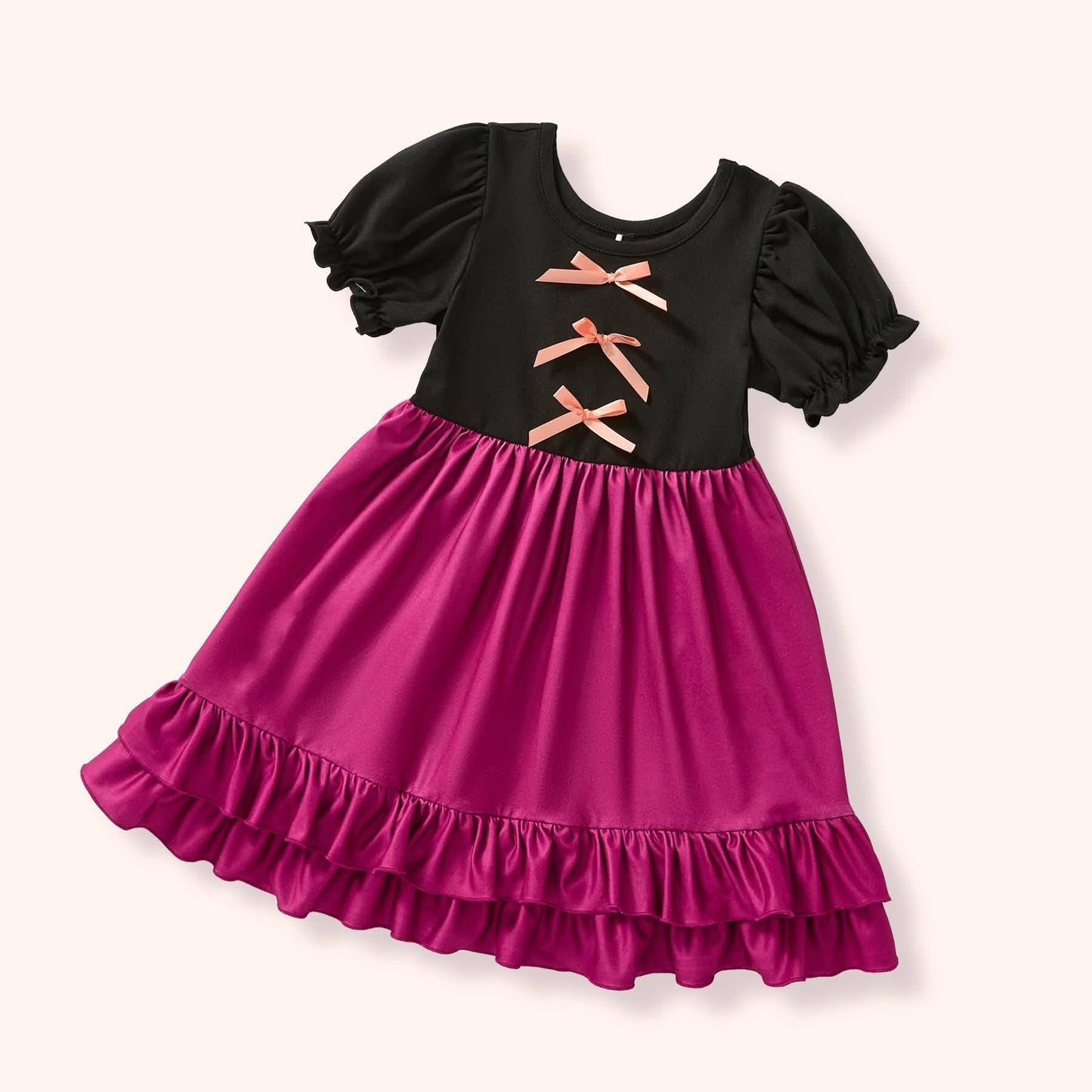 (Pre Order) No moq Pre-order baby girl clothes bow black short sleeve dress-25.11.29
