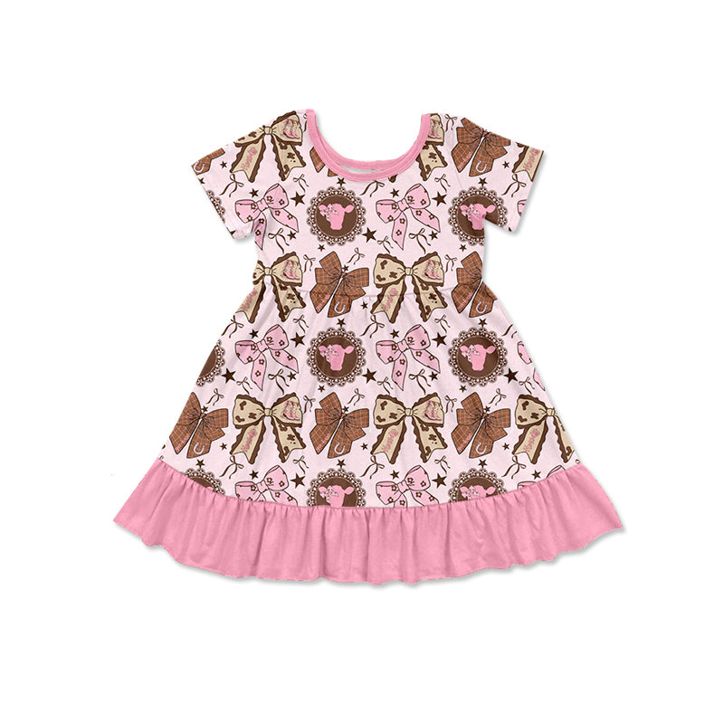(Pre Order) No moq Pre-order baby girl clothes bow short sleeve dress-25.12.5