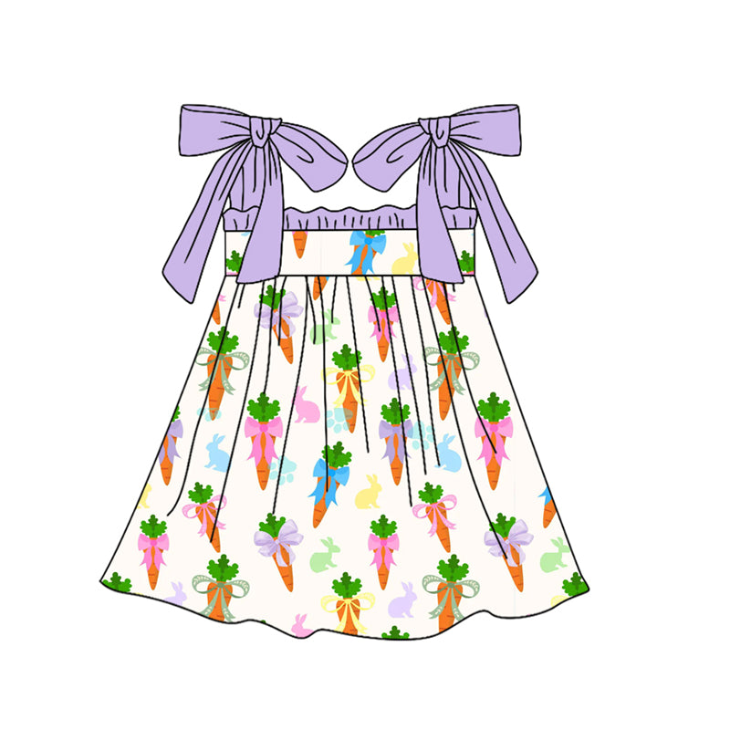 (Pre Order) No moq Pre-order baby girl clothes easter carrot bow suspender dress-25.12.26