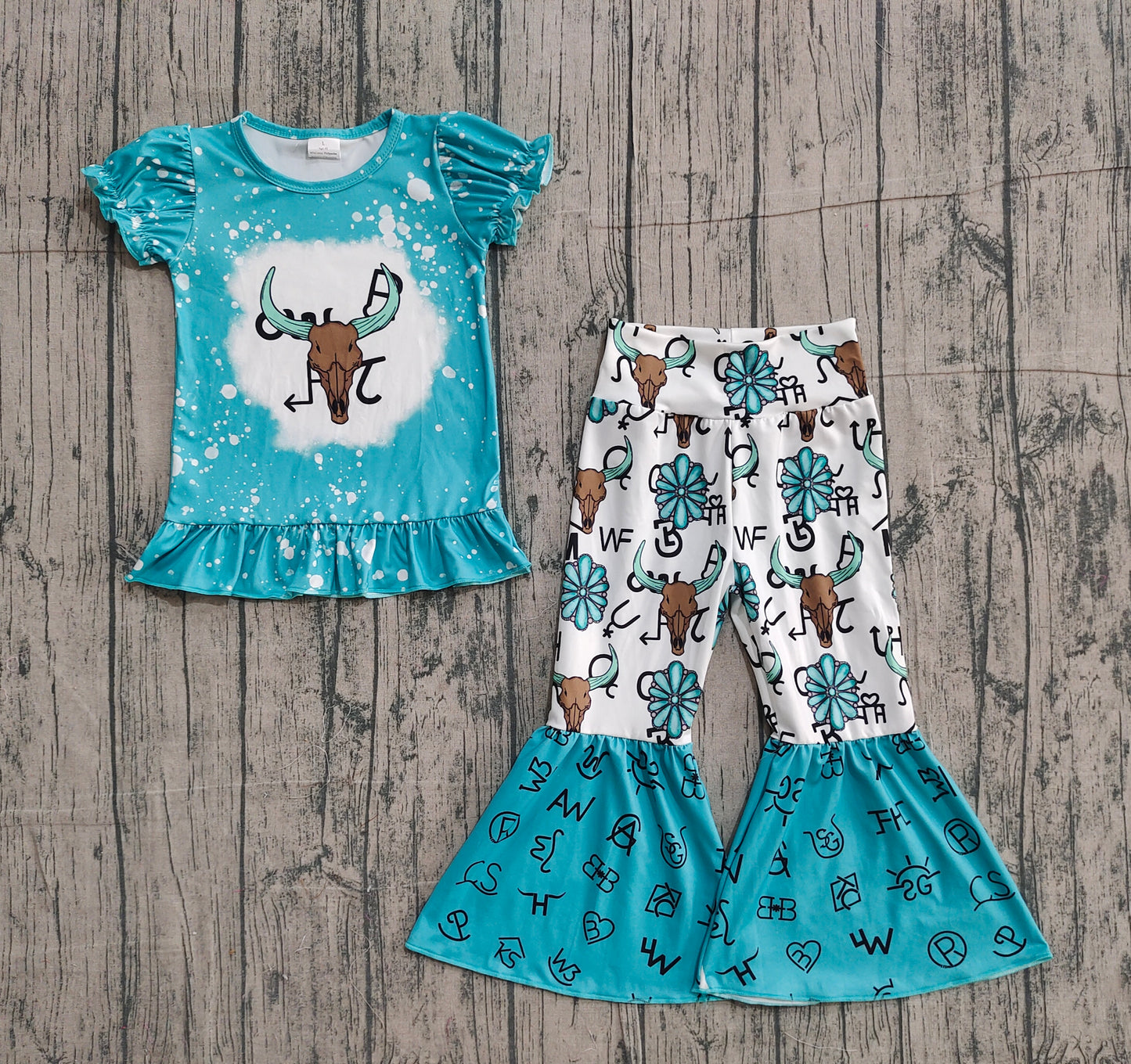 (Pre Order) No moq GSPO2114 Pre-order baby girl clothes cow head short sleeve pants sets -2025.11.24