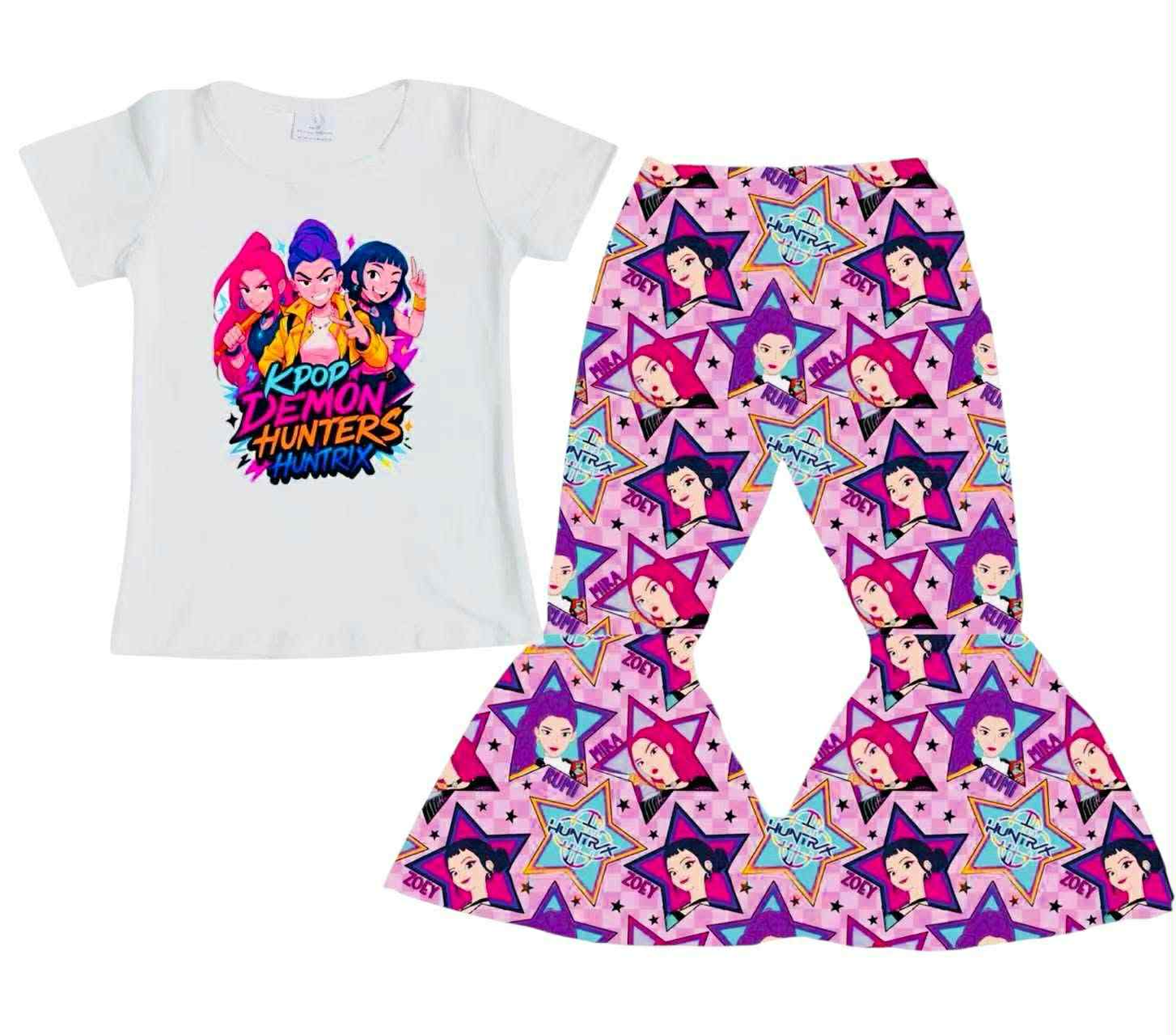 (Pre Order) No moq GSPO2130 Pre-order baby girl clothes short sleeve pants sets -2025.10.20
