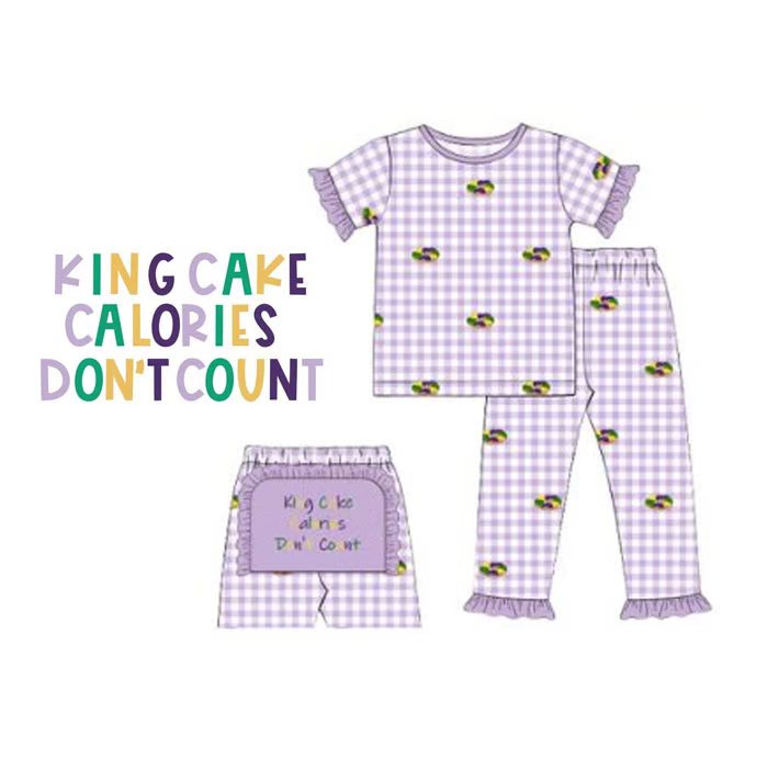 (Pre Order) No moq GSPO2171 Pre-order baby girl clothes mardi gras short sleeve pants sets-2025.10.31