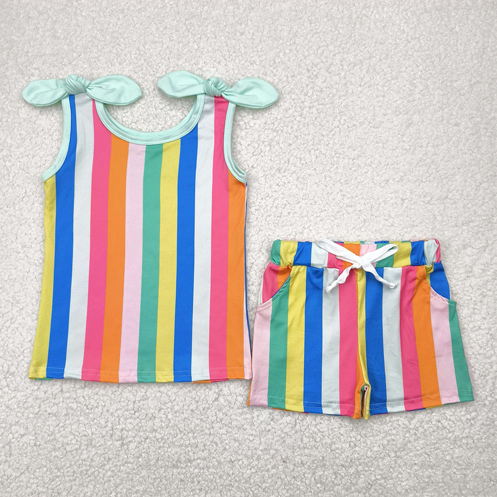 RTS NO MOQ girls short-sleeved shorts suit & short-sleeved sets