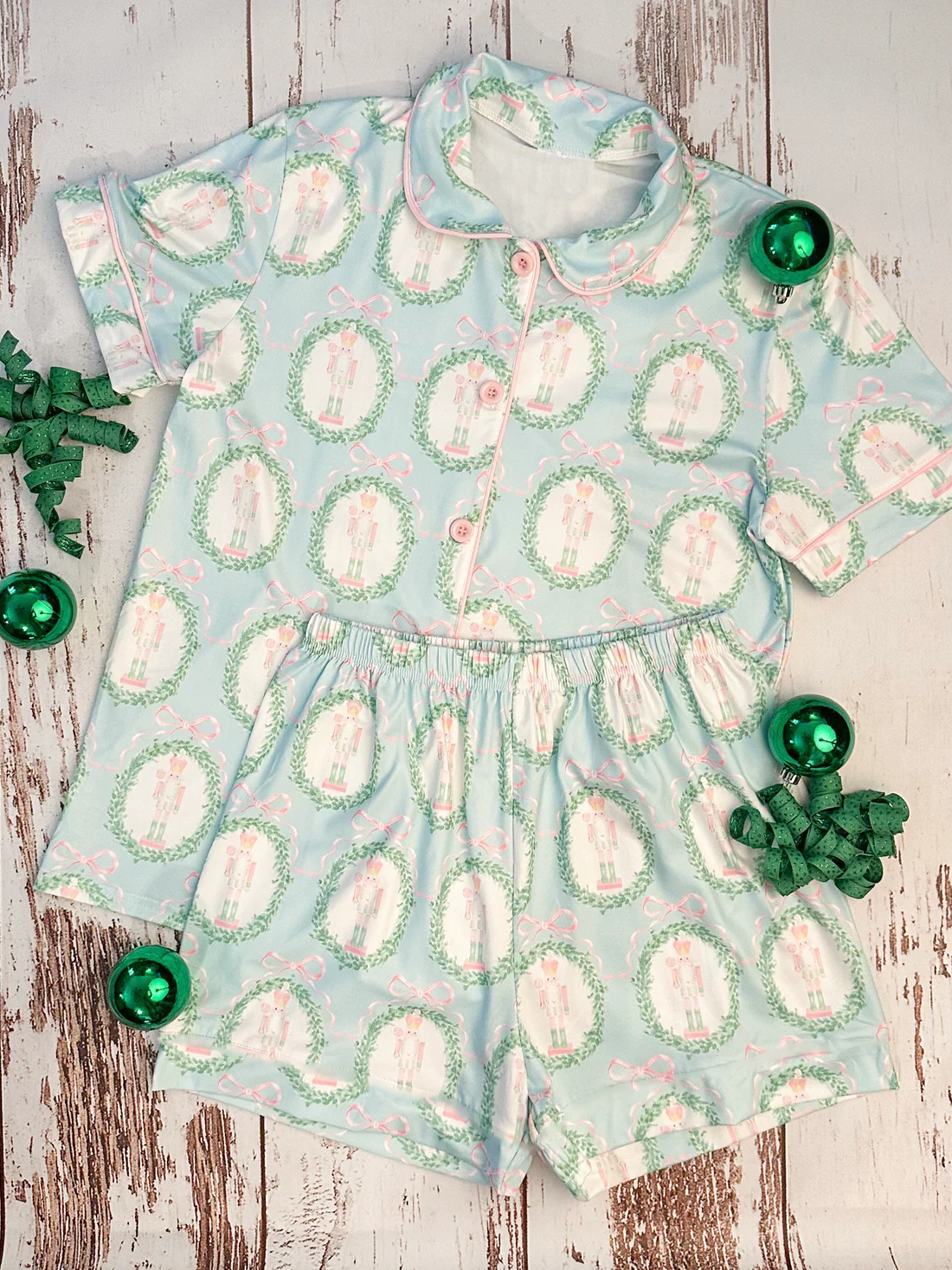 (Pre Order) No moq GSSO2705 Pre-order baby girl clothes Christmas short sleeve shorts sets -2025.9.16