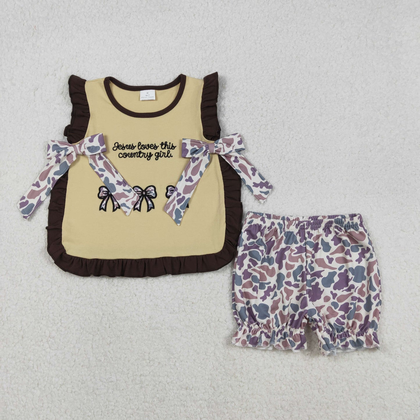 3/6m-6/7t RTS NO MOQ Sibling baby boy girl clothes embroidery gun hunting short sleeve shorts sets and rompers