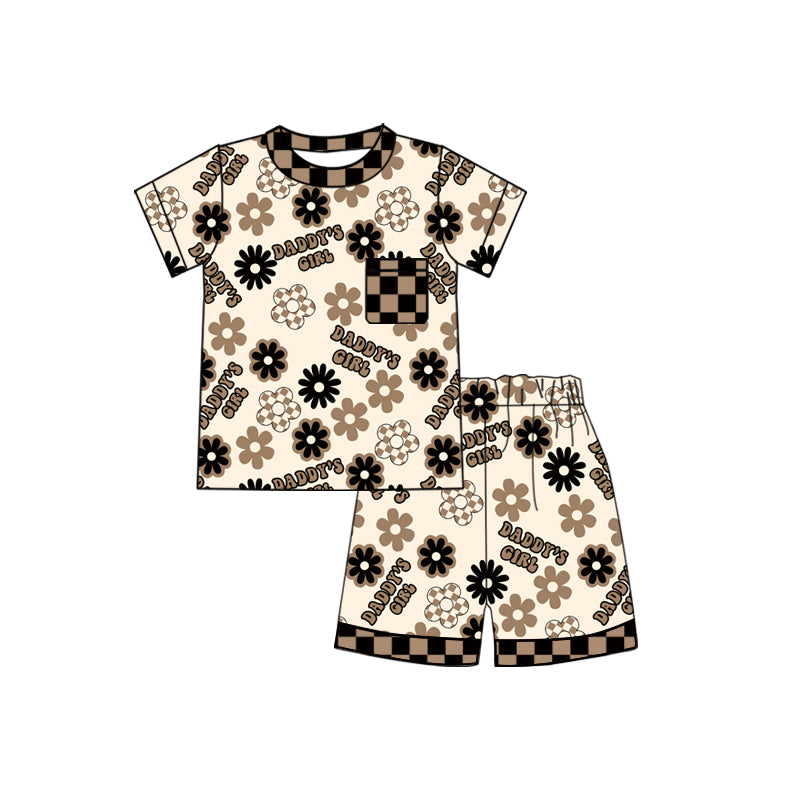 (Pre Order) No moq GSSO2761 PRE-ORDER baby girls clothes DADDYfloral short sleeve shorts set-2025.10.15
