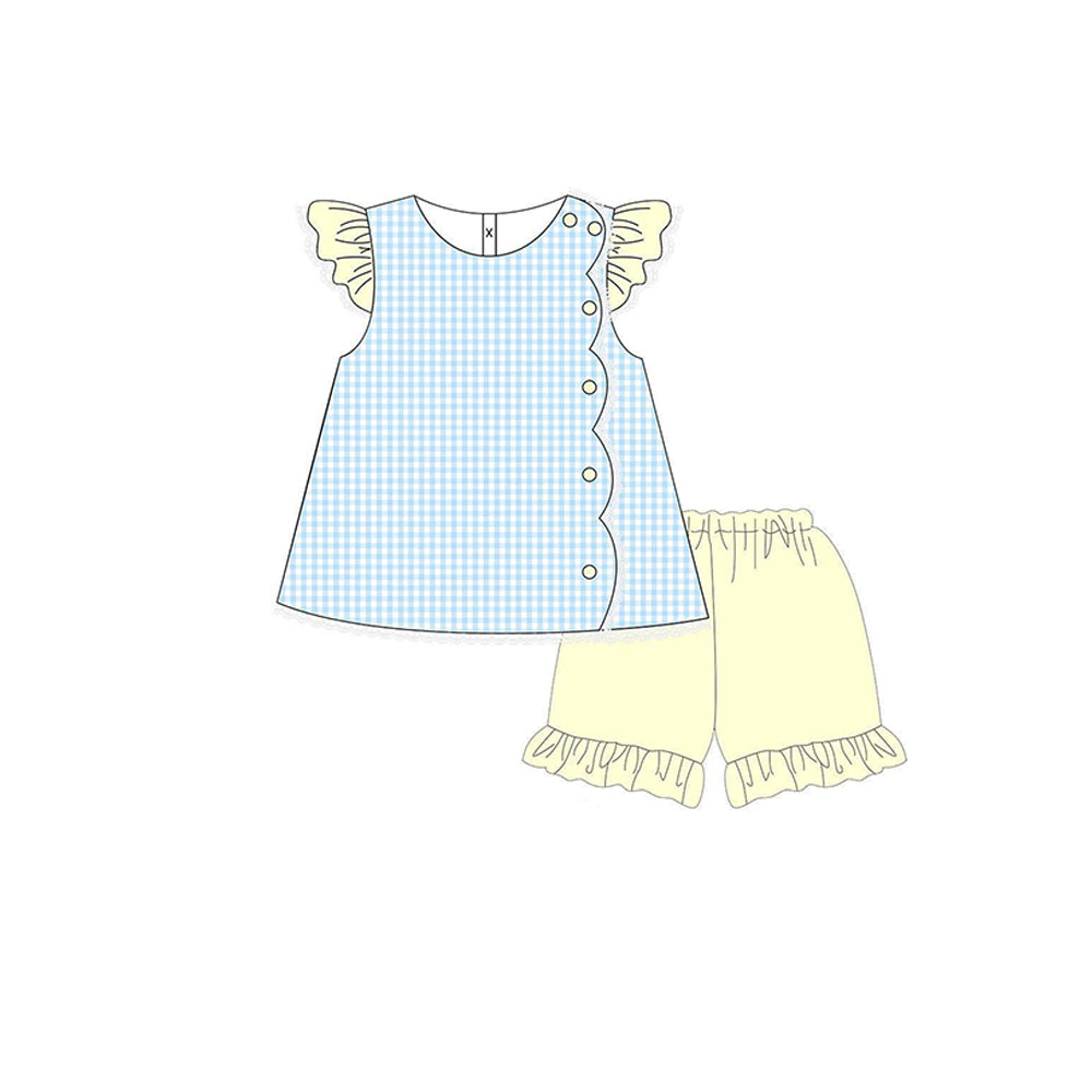 (Pre Order) No moq GSSO2775 PRE-ORDER baby girls clothes flying sleeve shorts set-2025.10.21