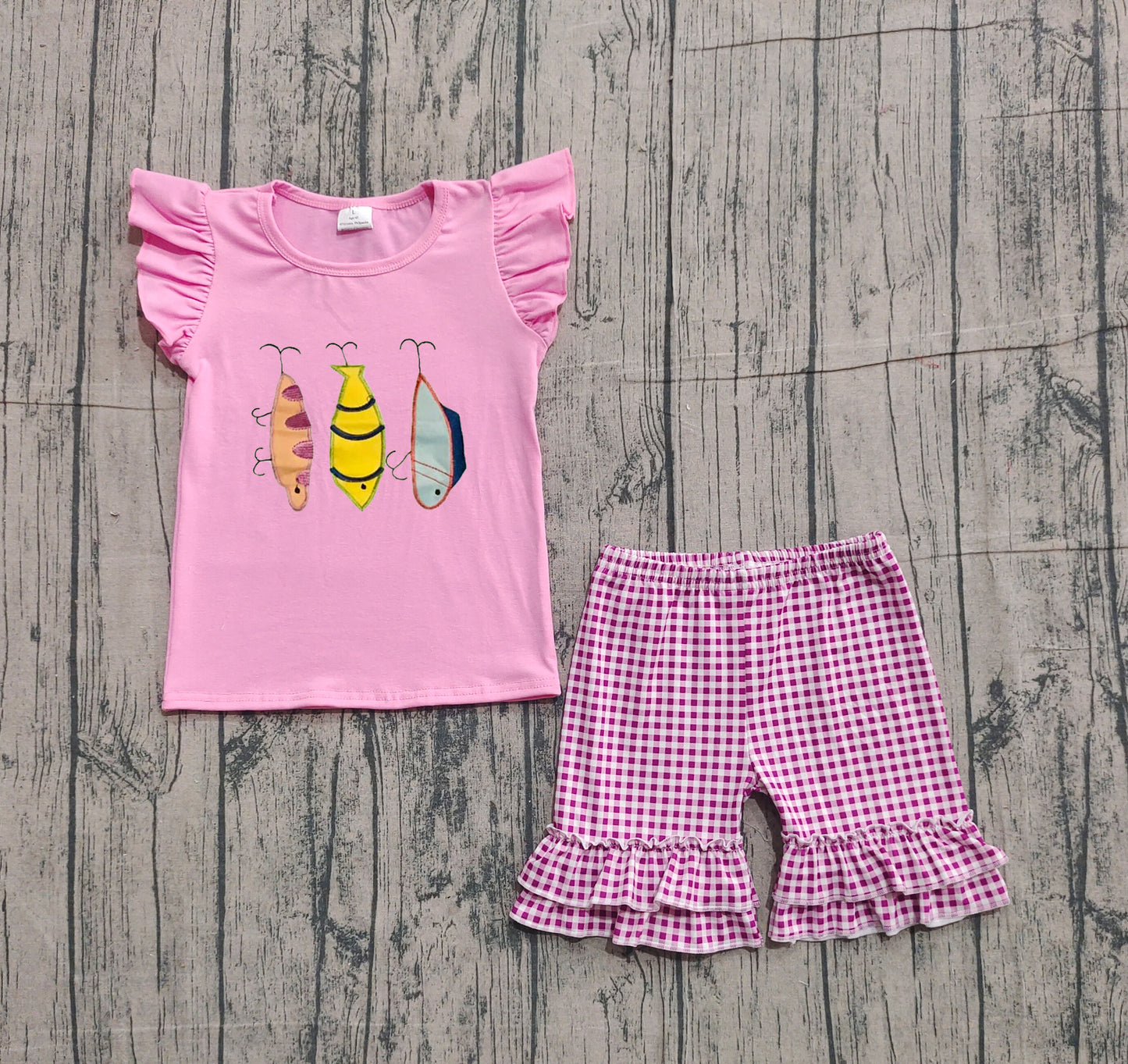 (Pre Order) No moq GSSO2795 Pre-order baby girl clothes embroidery pink short sleeve shorts sets-2025.11.6
