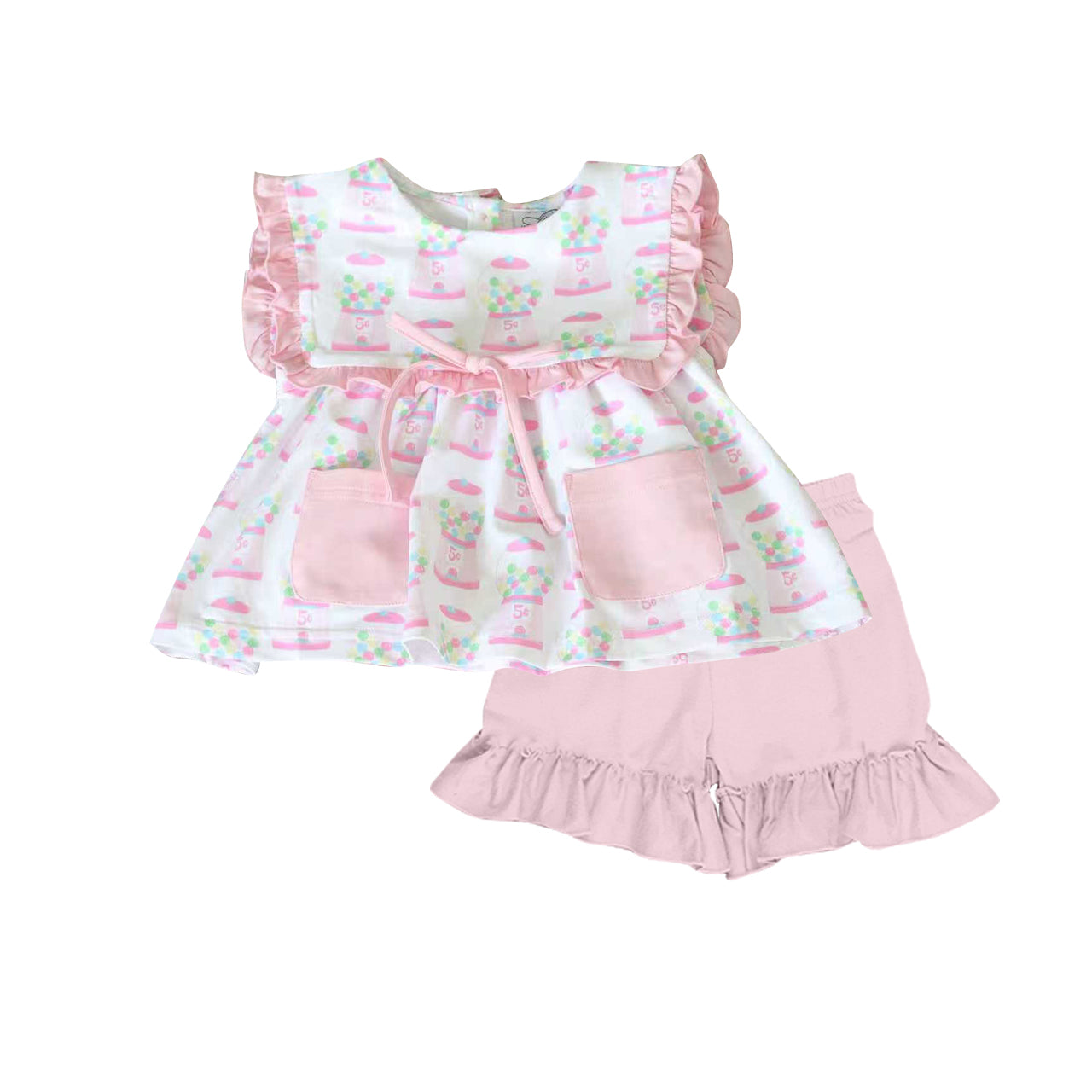 (Pre Order) No moq GSSO2807 Pre-order baby girl clothes flying sleeve shorts sets-2025.10.30