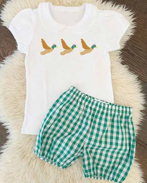(Pre Order) No moq GSSO2826 Pre-order baby girl clothes duck short sleeve shorts sets-2025.11.3