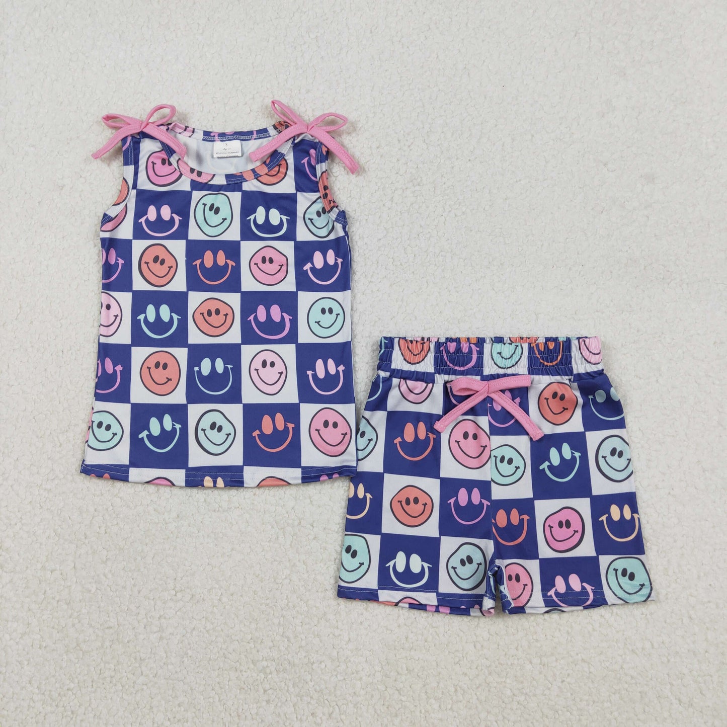 RTS Sibling baby girl clothes floral smiley Short Sleeve Shorts sets