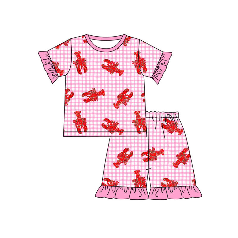 (Pre Order) No moq GSSO2839 Pre-order baby girl clothes lobster short sleeve shorts sets-2025.11.5
