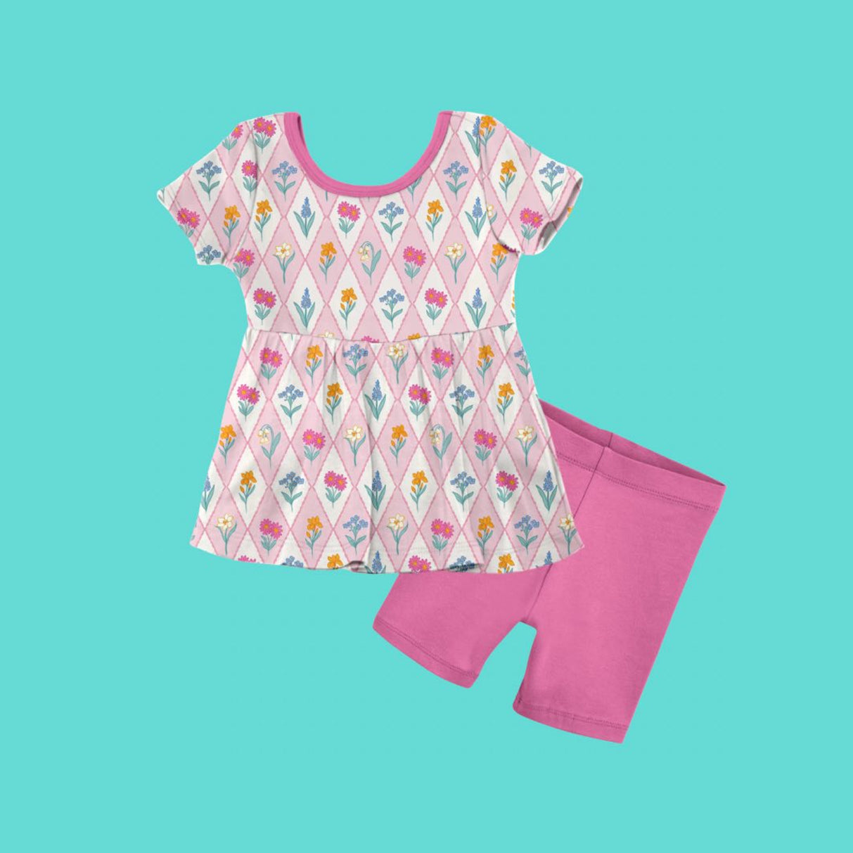 (Pre Order) No moq GSSO2853 Pre-order baby girl clothes floral short sleeve shorts sets-2025.11.10