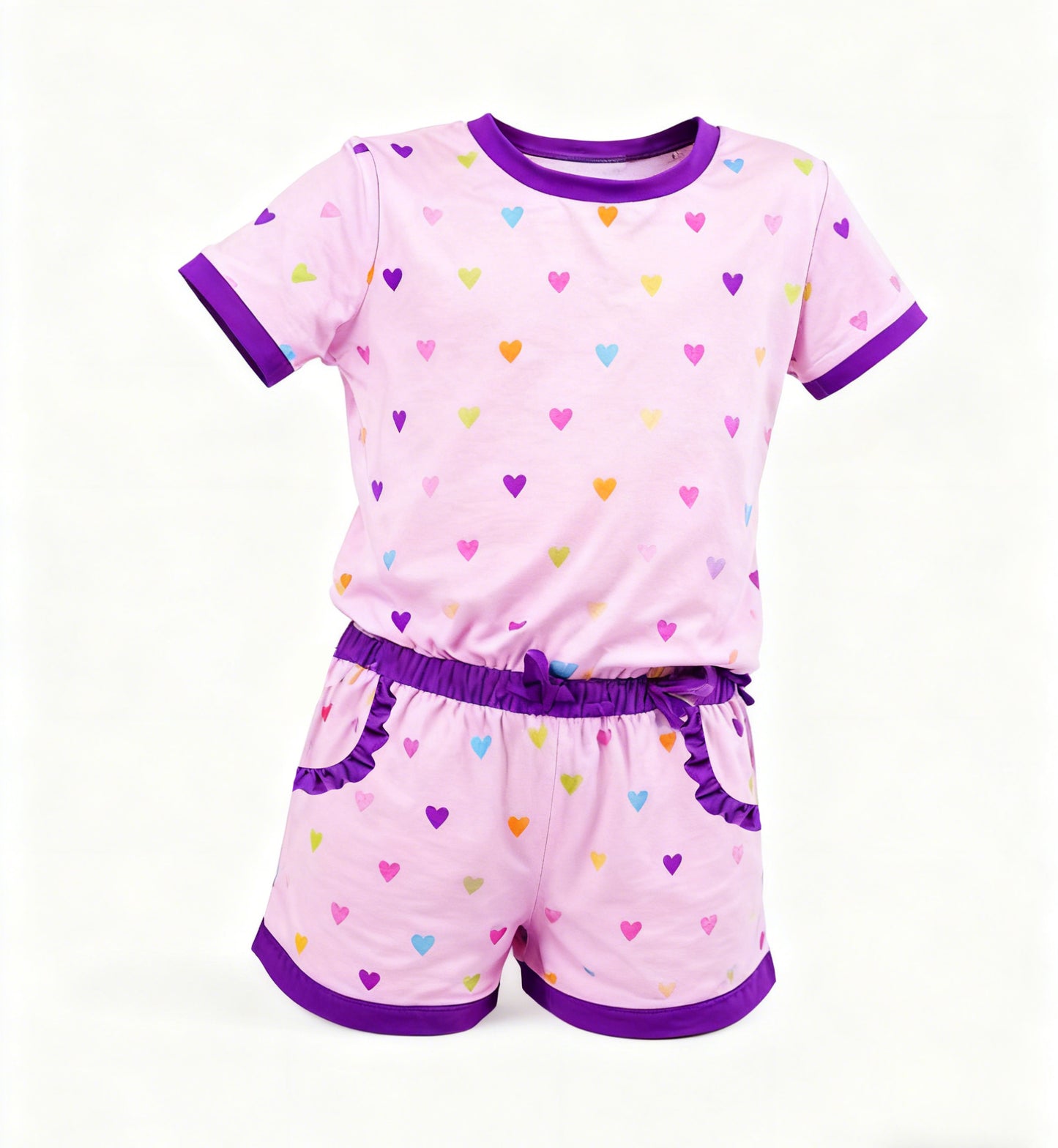 (Pre Order) No moq GSSO2939 Pre-order baby girl clothes love short sleeve shorts sets-2025.11.22