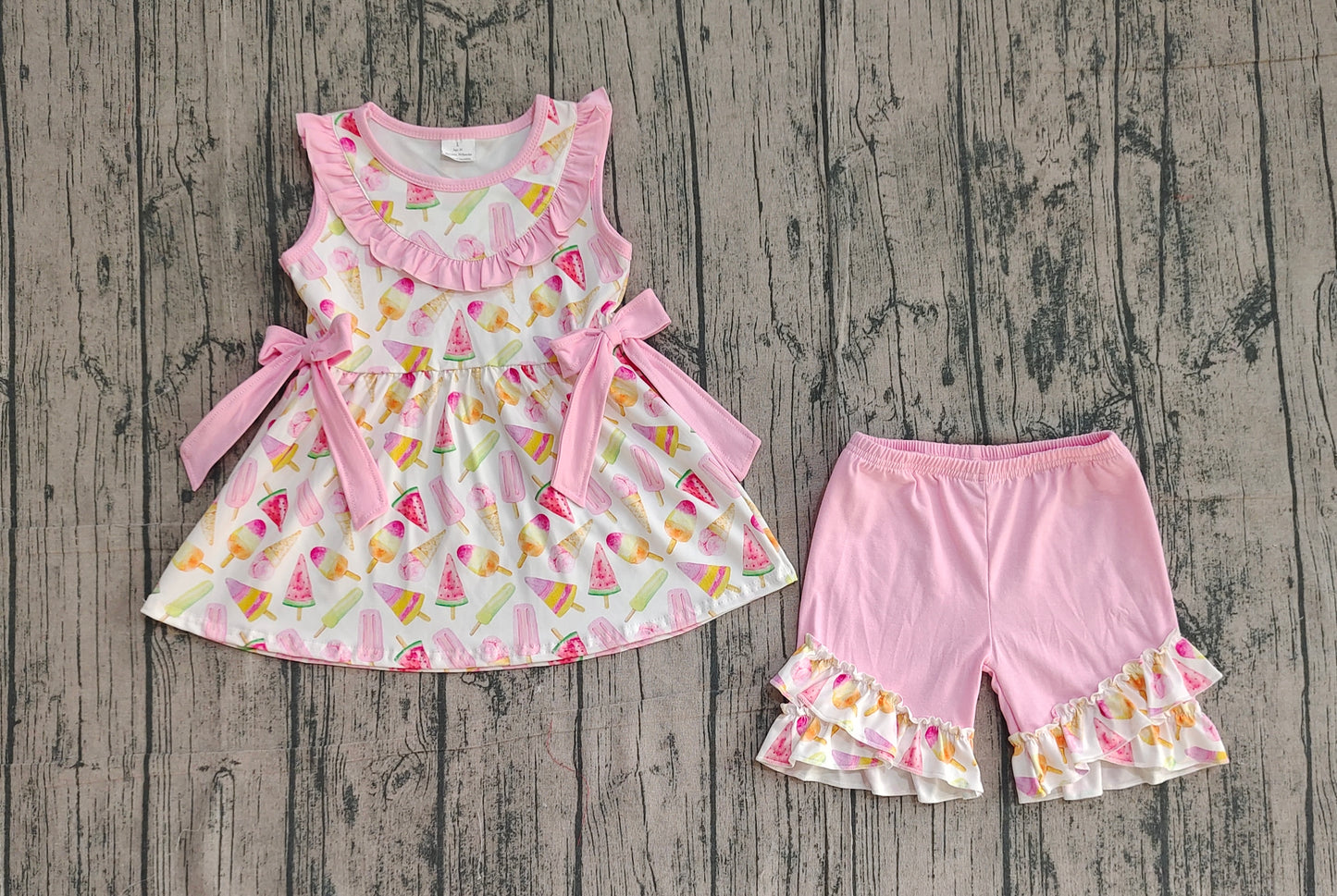 (Pre Order) No moq Pre-order baby girl clothes sleeveless shorts sets-2025.12.29