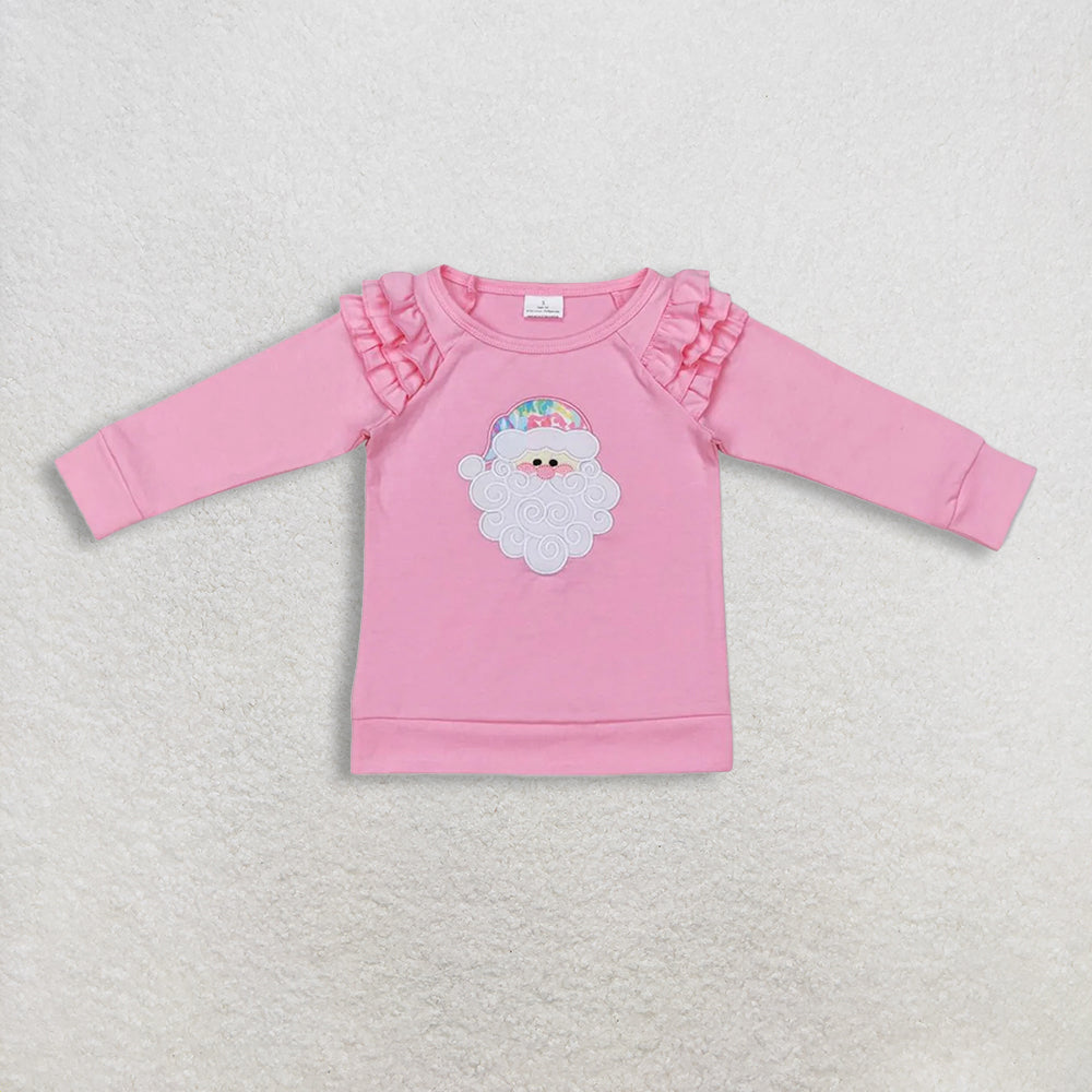 RTS NO MOQ Sibling baby girl clothes Embroidered Christmas long-sleeved top striped trousers sets and top and pants