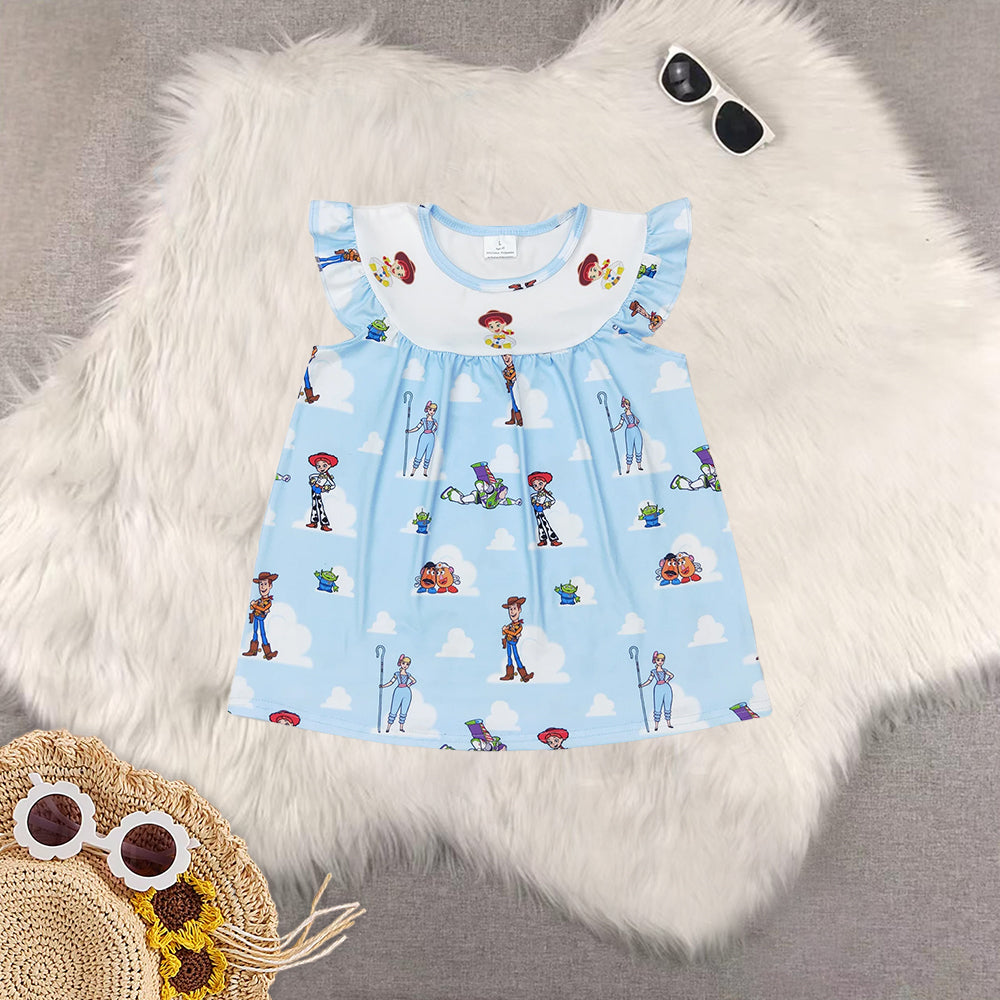 RTS NO MOQ Girls Boys cheers cartoon short sleeve Clothes Sets and top and shorts