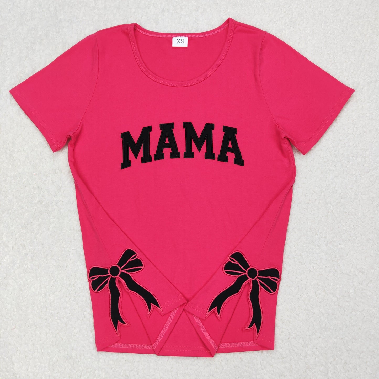 RTS NO MOQ Adult Girls embroidery mama mini Short Sleeve top& kids top