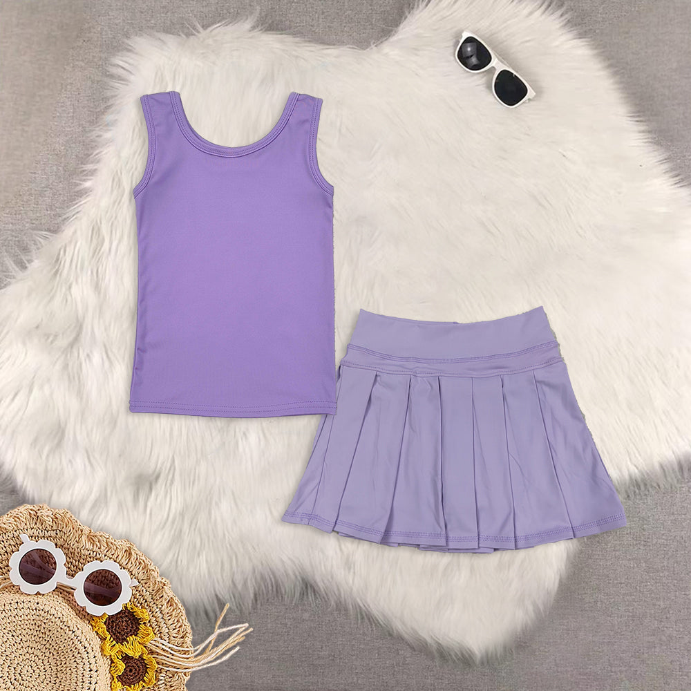 RTS NO MOQ Sibling baby Girls clothes yoga solid color long sleeve Clothes skirts Sets