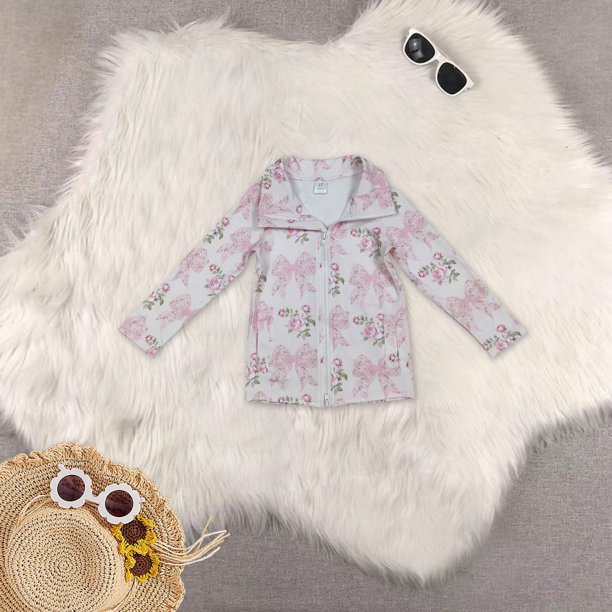 RTS NO MOQ Sibling baby girl clothes yoga bow floral long sleeved top pink sequined pants sets and yoga top and pants