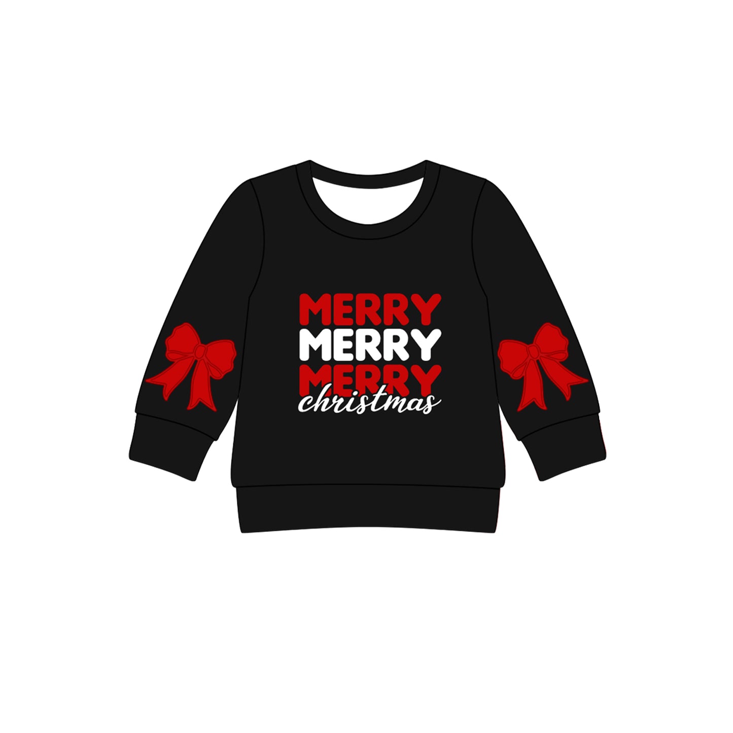 (Pre Order) No moq GT1160 pre-order toddler girl clothes Christmas MERRY black long Sleeve Top -2025.8.13