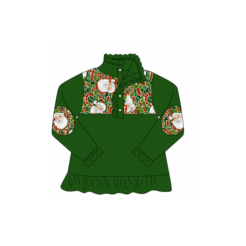 (Pre Order) No moq GT1184 pre-order toddler girl clothes Christmas green long Sleeve Top -2025.8.28