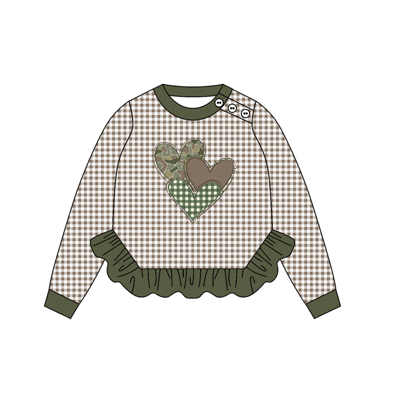 (Pre Order) No moq GT1225 pre-order toddler girl clothes camouflage love long Sleeve Top -2025.9.10
