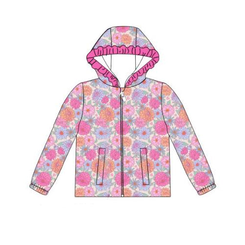 (Pre Order) No moq GT1230 pre-order toddler girl clothes floral hooded long Sleeve Top -2025.9.13
