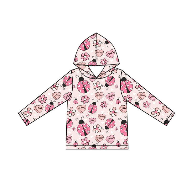 (Pre Order) No moq GT1242 pre-order toddler girl clothes love hooded long Sleeve Top -2025.9.18