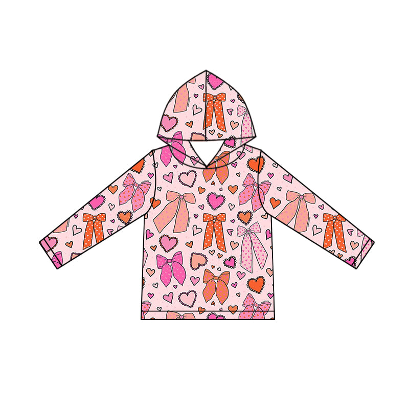 (Pre Order) No moq GT1244 pre-order toddler girl clothes bow love hooded long Sleeve Top -2025.9.18