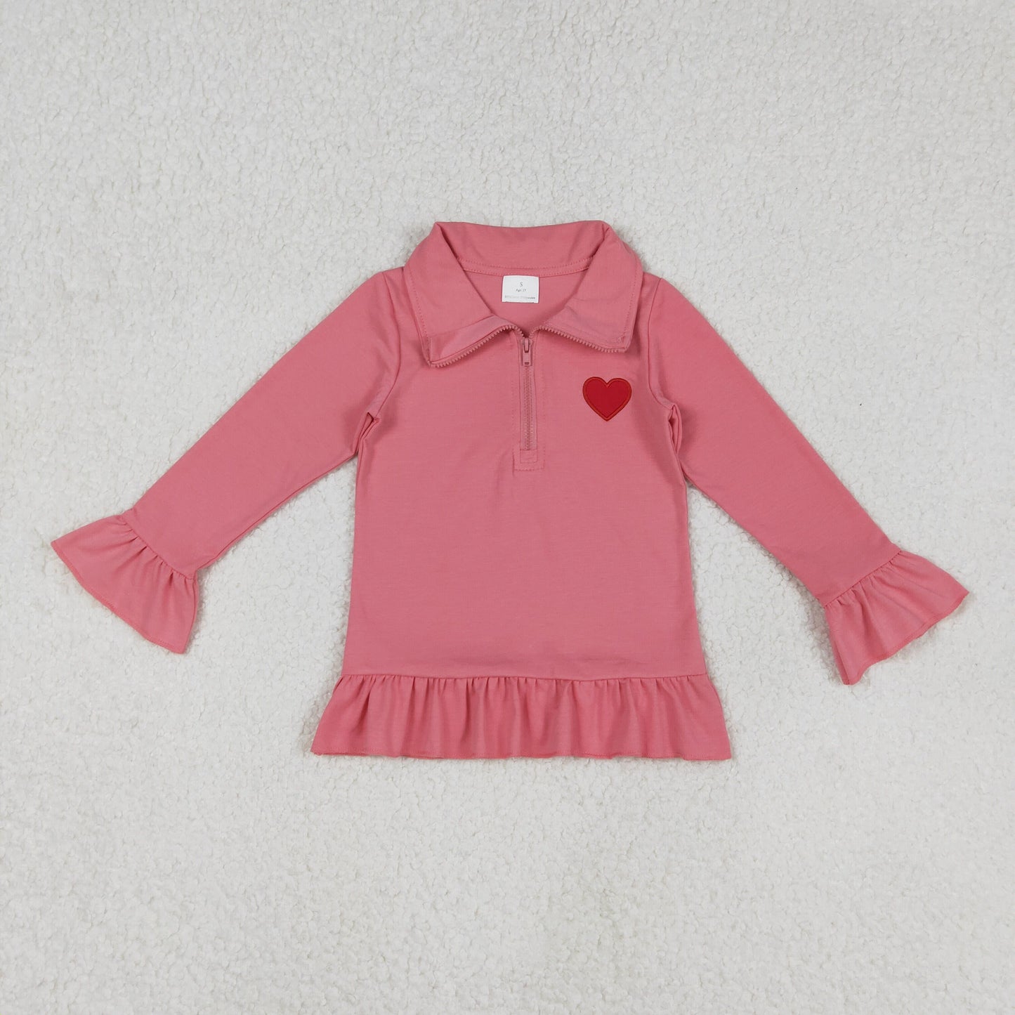 RTS NO MOQ Sibling baby girls clothes embroidery Valentine Long Sleeve tops