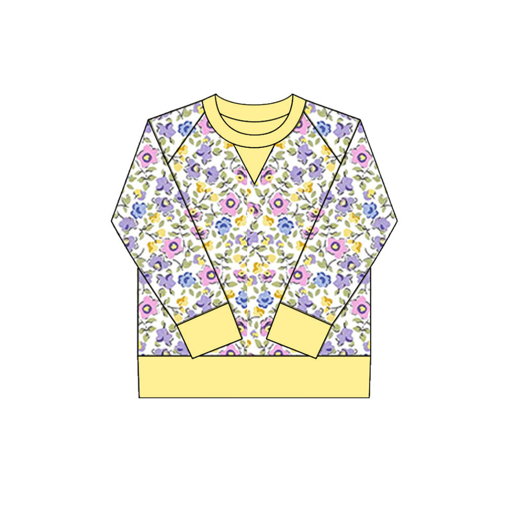 (Pre Order) No moq GT1298 pre-order toddler girl clothes yoga floral long Sleeve Top -2025.9.30