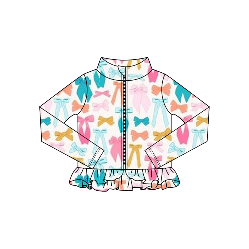 (Pre Order) No moq GT1323 pre-order toddler girl clothes yoga bow long Sleeve Top -2025.10.15