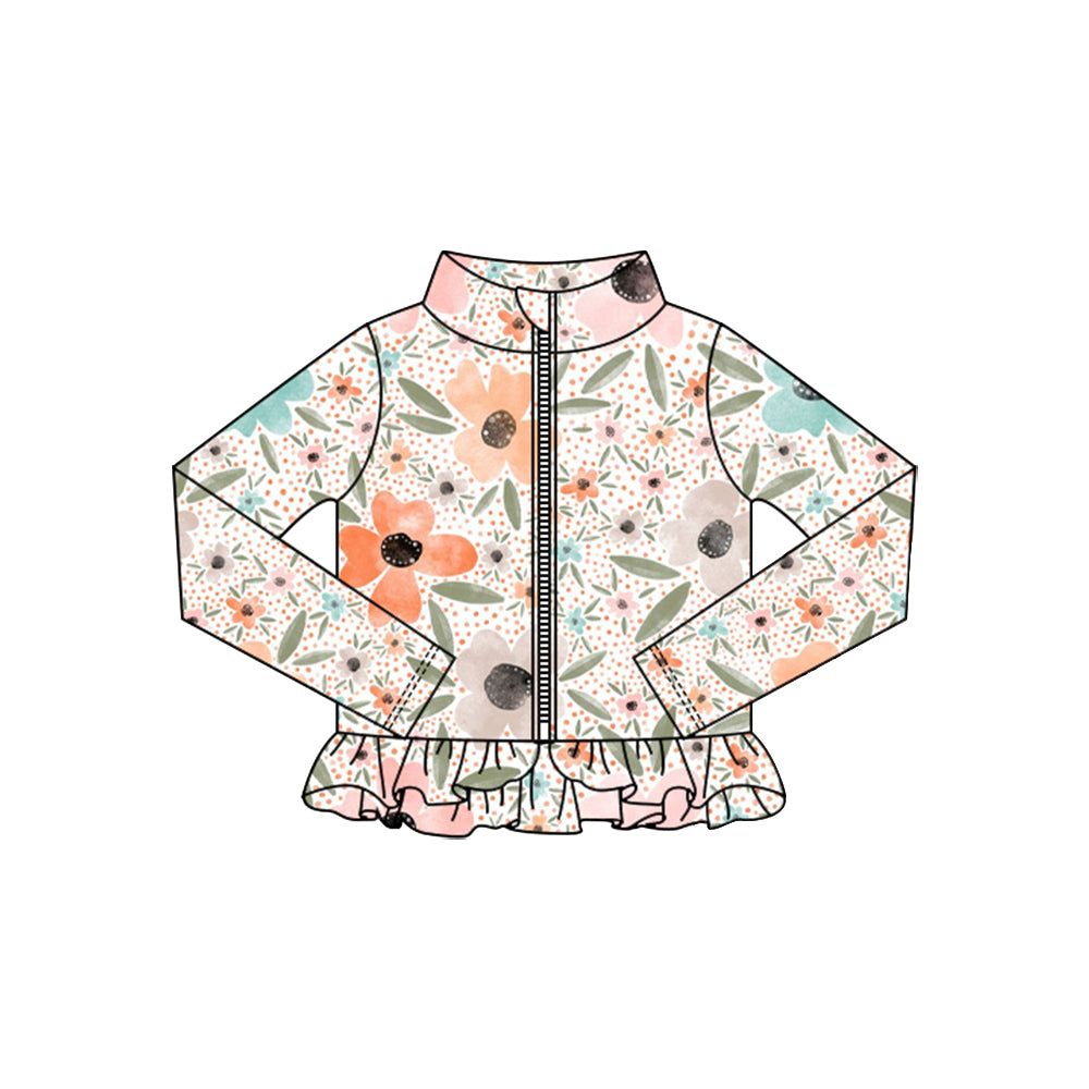 (Pre Order) No moq GT1327 pre-order toddler girl clothes yoga floral long Sleeve Top -2025.10.15