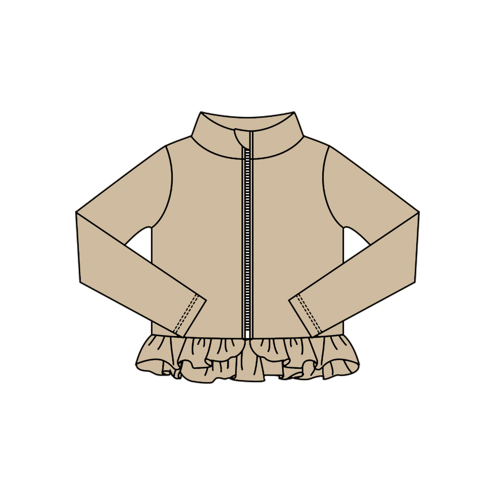 (Pre Order) No moq GT1334 pre-order toddler girl clothes yoga khaki long Sleeve Top -2025.10.15