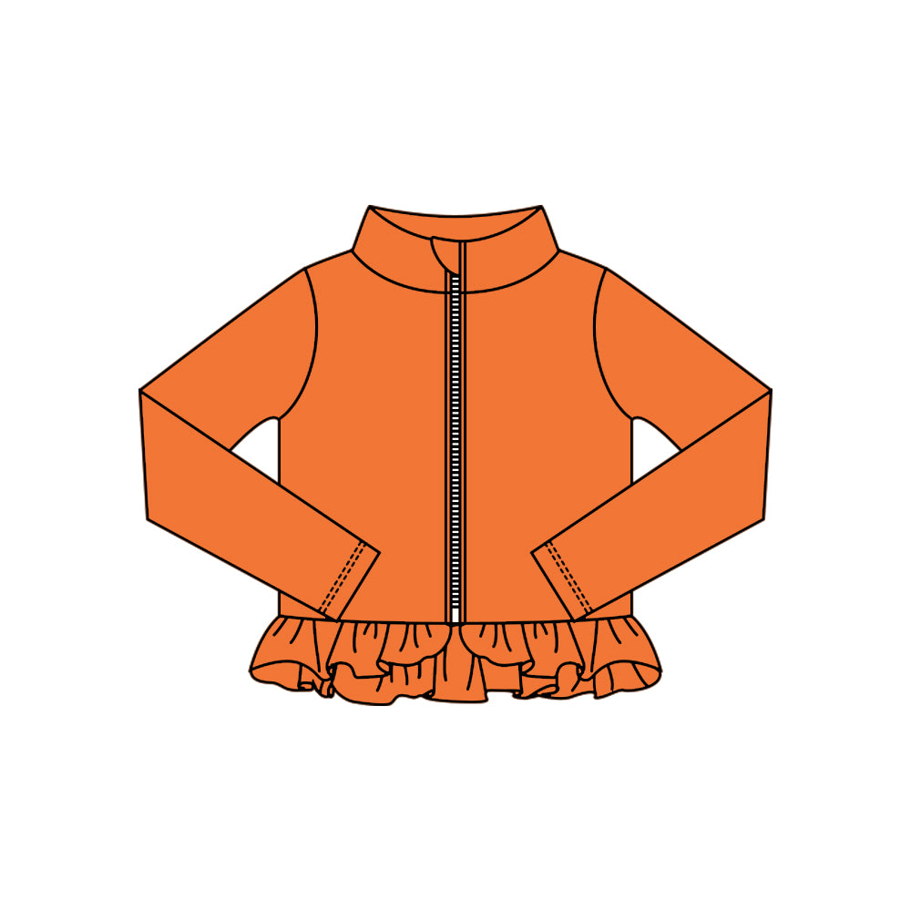 (Pre Order) No moq GT1340 pre-order toddler girl clothes yoga orange long Sleeve Top -2025.10.15