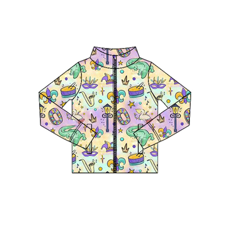 (Pre Order) No moq GT1355 pre-order toddler girl clothes yoga mardi gras long Sleeve Top -2025.10.16
