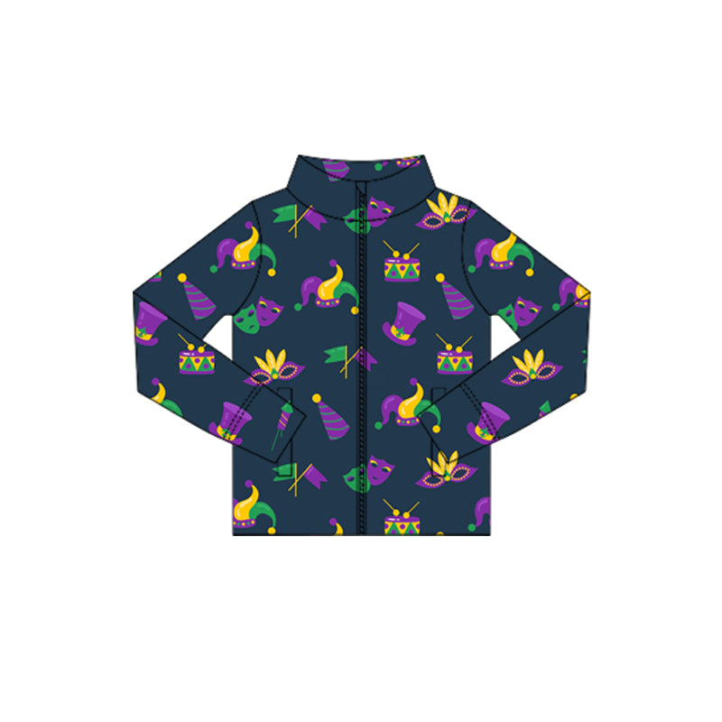 (Pre Order) No moq GT1356 pre-order toddler girl clothes yoga mardi gras long Sleeve Top -2025.10.16