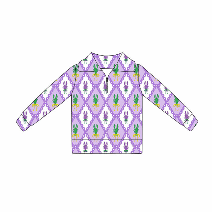 (Pre Order) No moq GT1363 pre-order toddler girl clothes yoga mardi gras long Sleeve Top -2025.10.16