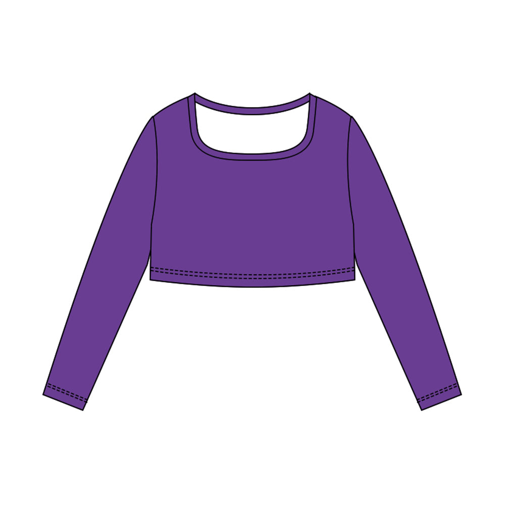 (Pre Order) No moq GT1381 pre-order toddler girl clothes yoga purple long Sleeve Top -2025.10.23