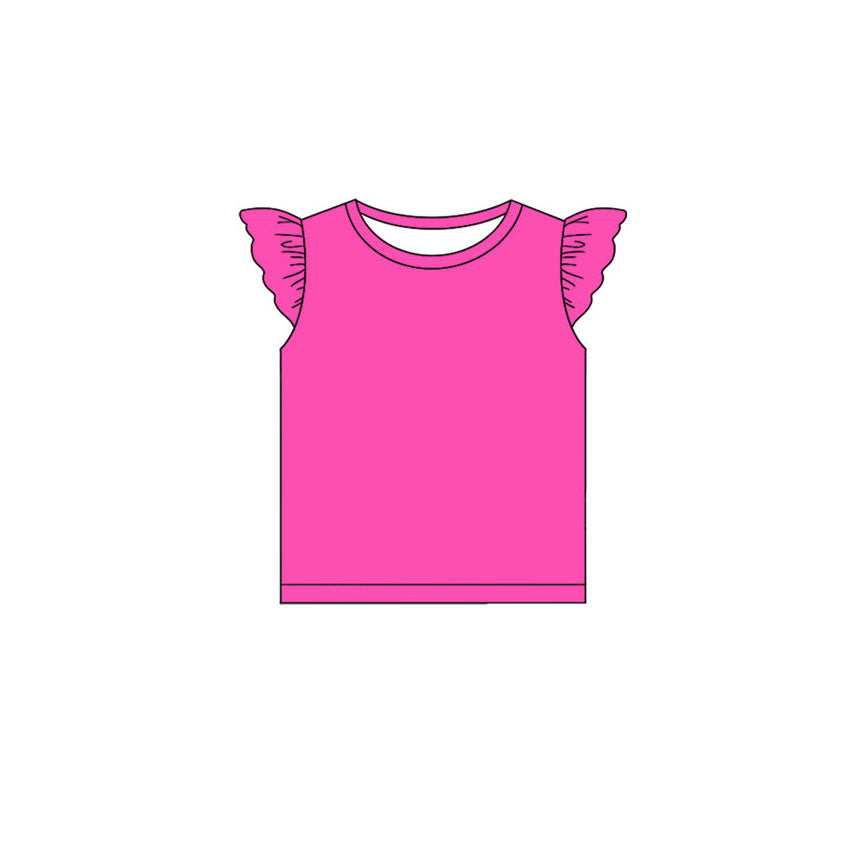 (Pre Order) No moq GT1434 pre-order toddler girl clothes rose red flying sleeve Top -2025.11.10