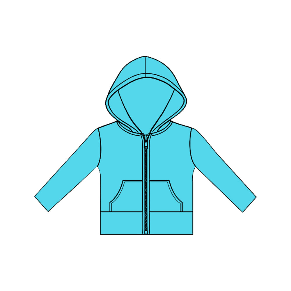 (Pre Order) No moq GT1472 pre-order toddler girl clothes yoga blue hooded long Sleeve Top -2025.11.19