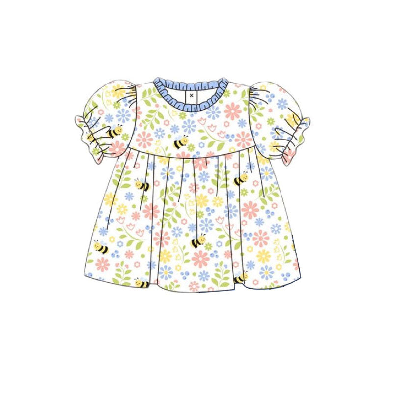 (Pre Order) No moq GT1477 pre-order toddler girl clothes floral short Sleeve Top -2025.11.19