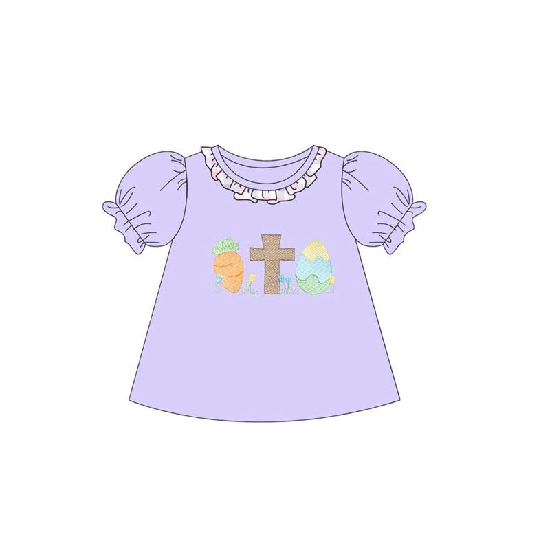 (Pre Order) No moq GT1479 pre-order toddler girl clothes easter short Sleeve Top -2025.11.19