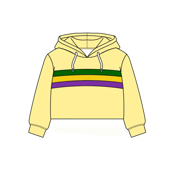 (Pre Order) No moq GT1483 pre-order toddler girl clothes yoga yellow hooded long Sleeve Top -2025.11.19