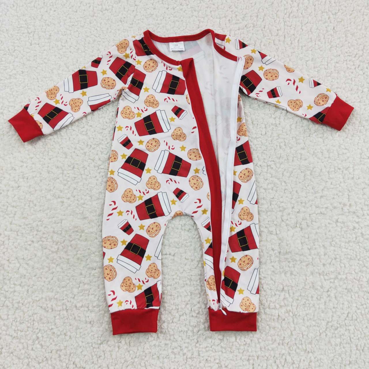 LR0491 Cookie Santa Mug Zipper Long Sleeve Bodysuit